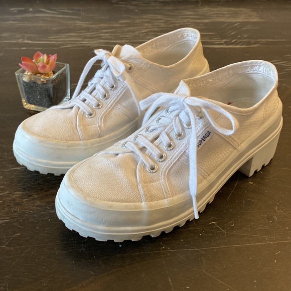 SUPERGA | Alpina white platform low canvas sneakers women’s 39 / US 8 - Picture 3 of 7